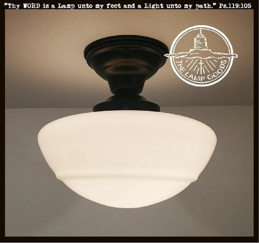  Large Mushroom Milk Glass Schoolhouse Light Fixture