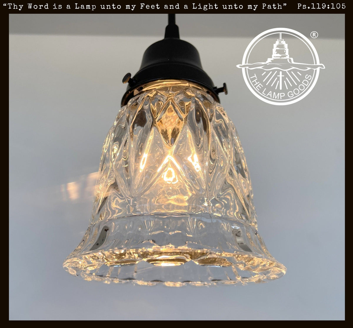  Clear Pressed 1950's Glass Pendant Light