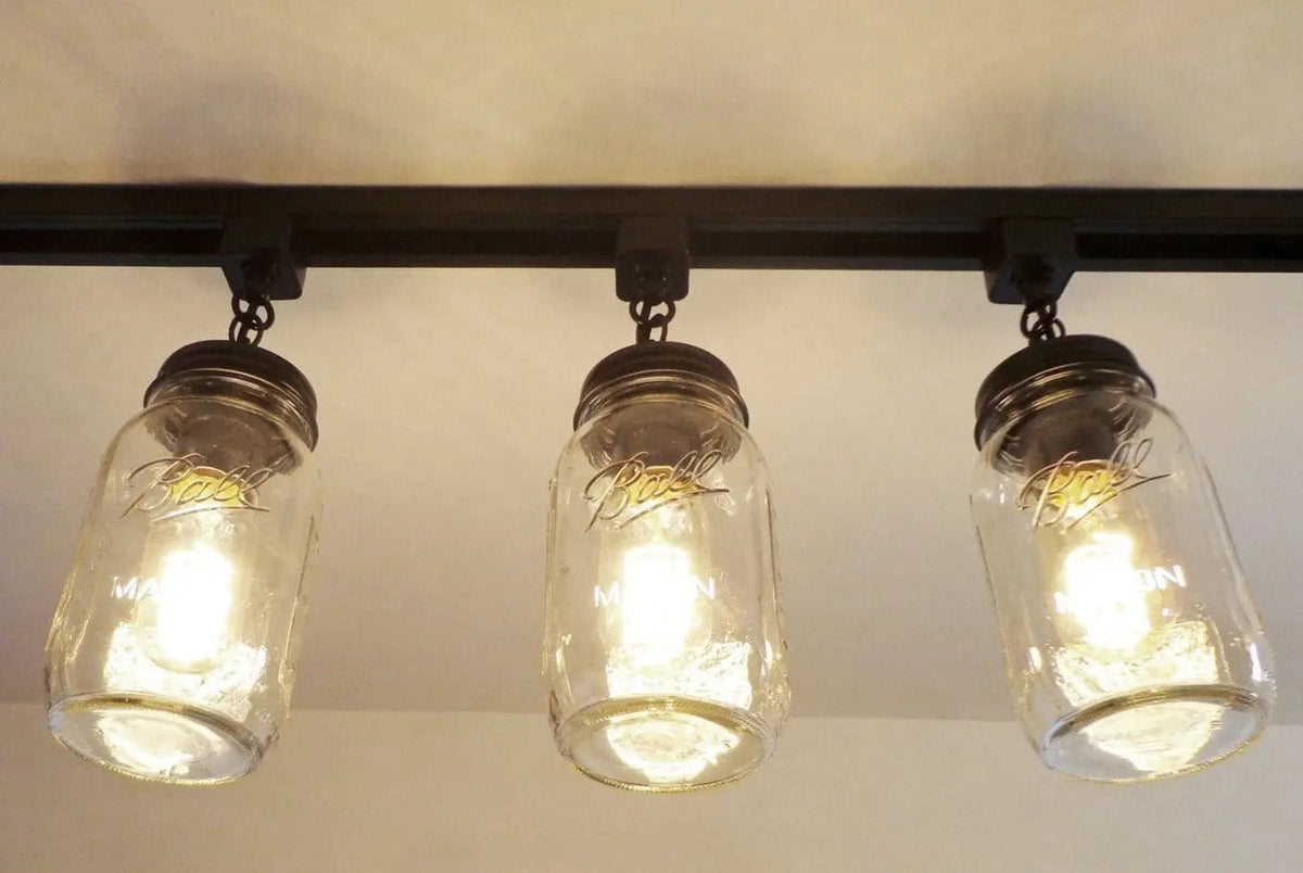  Mason Jar TRACK LIGHTING New Quarts Chain Trio