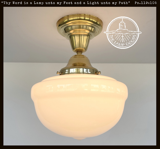  Brass Acorn Schoolhouse Ceiling Light