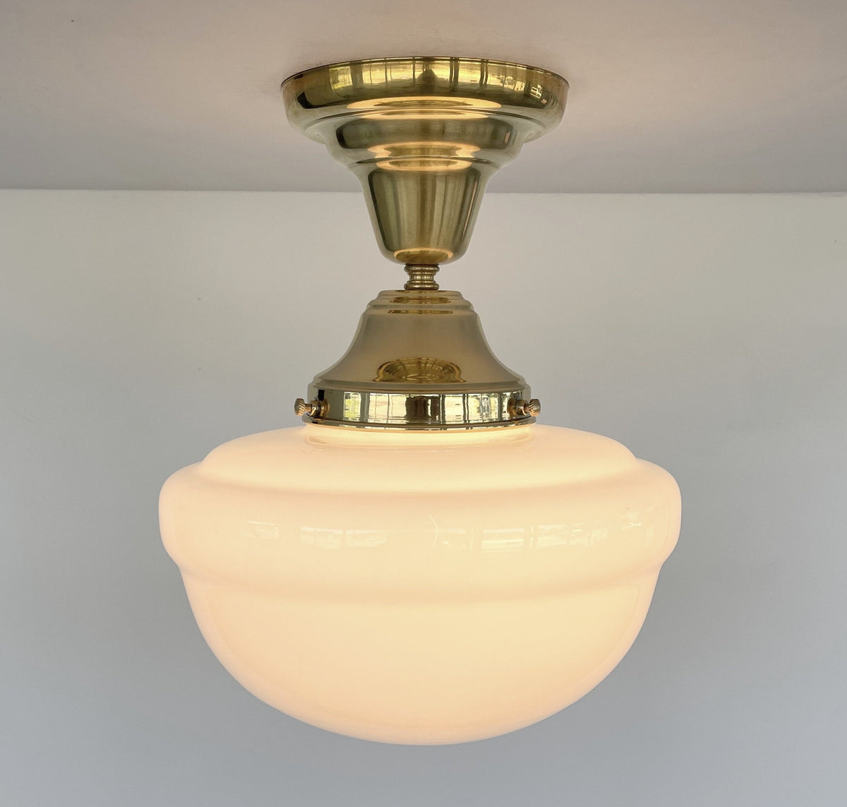  Brass Acorn Schoolhouse Ceiling Light