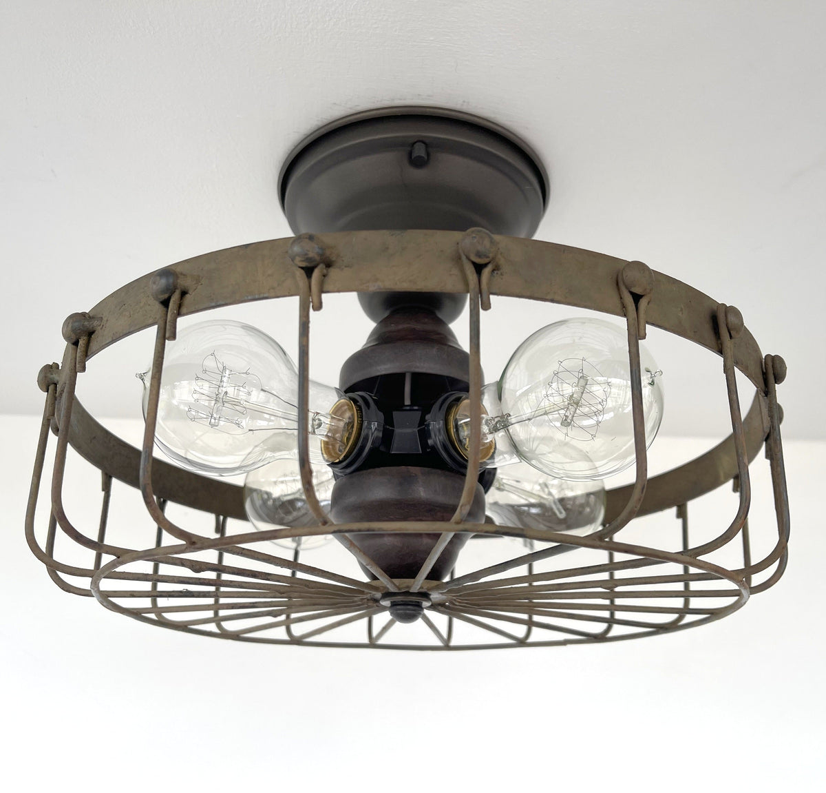  Rustic Industrial Cage Ceiling Light Fixture