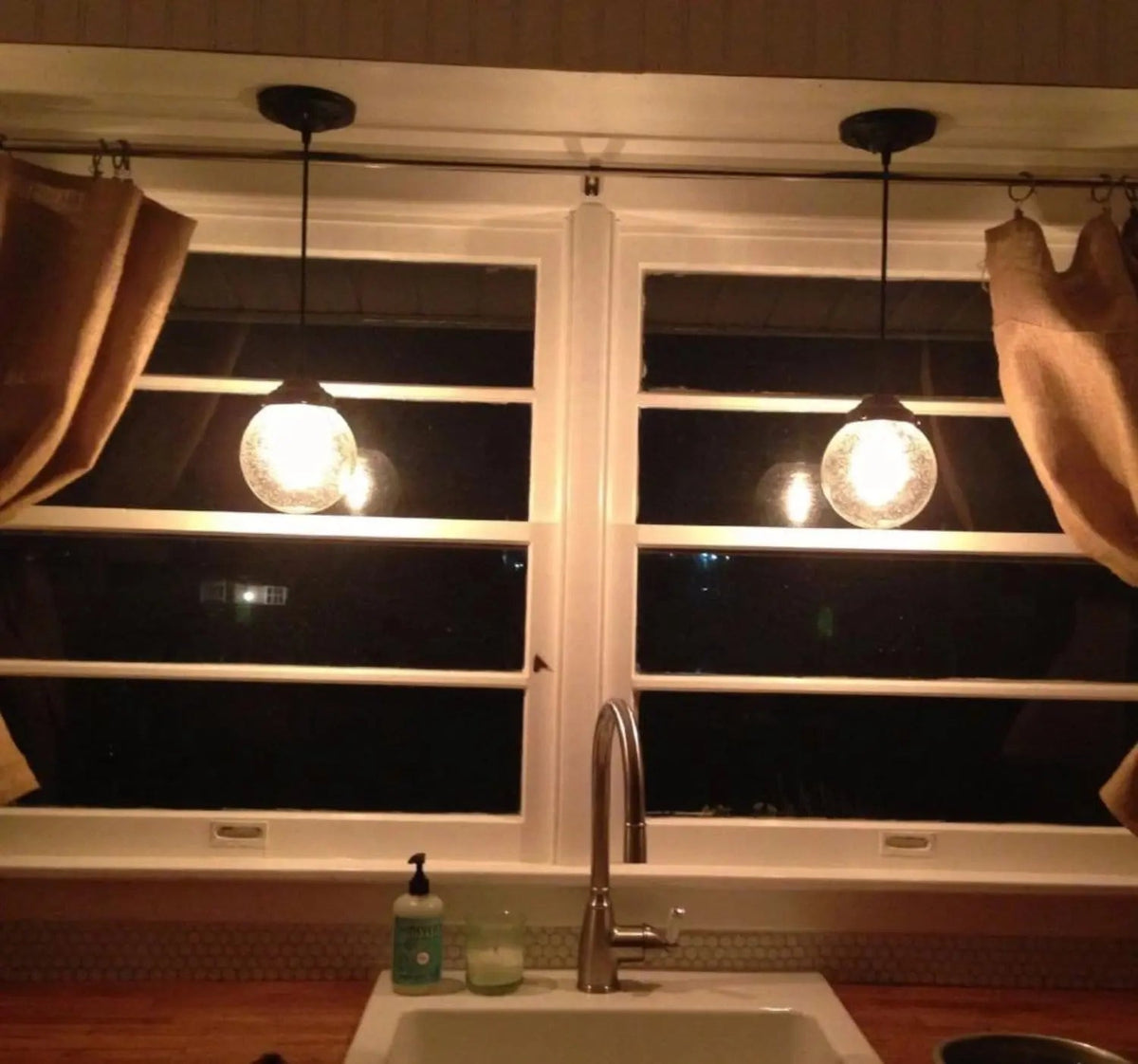  Antique Seeded Glass Pendant Light
