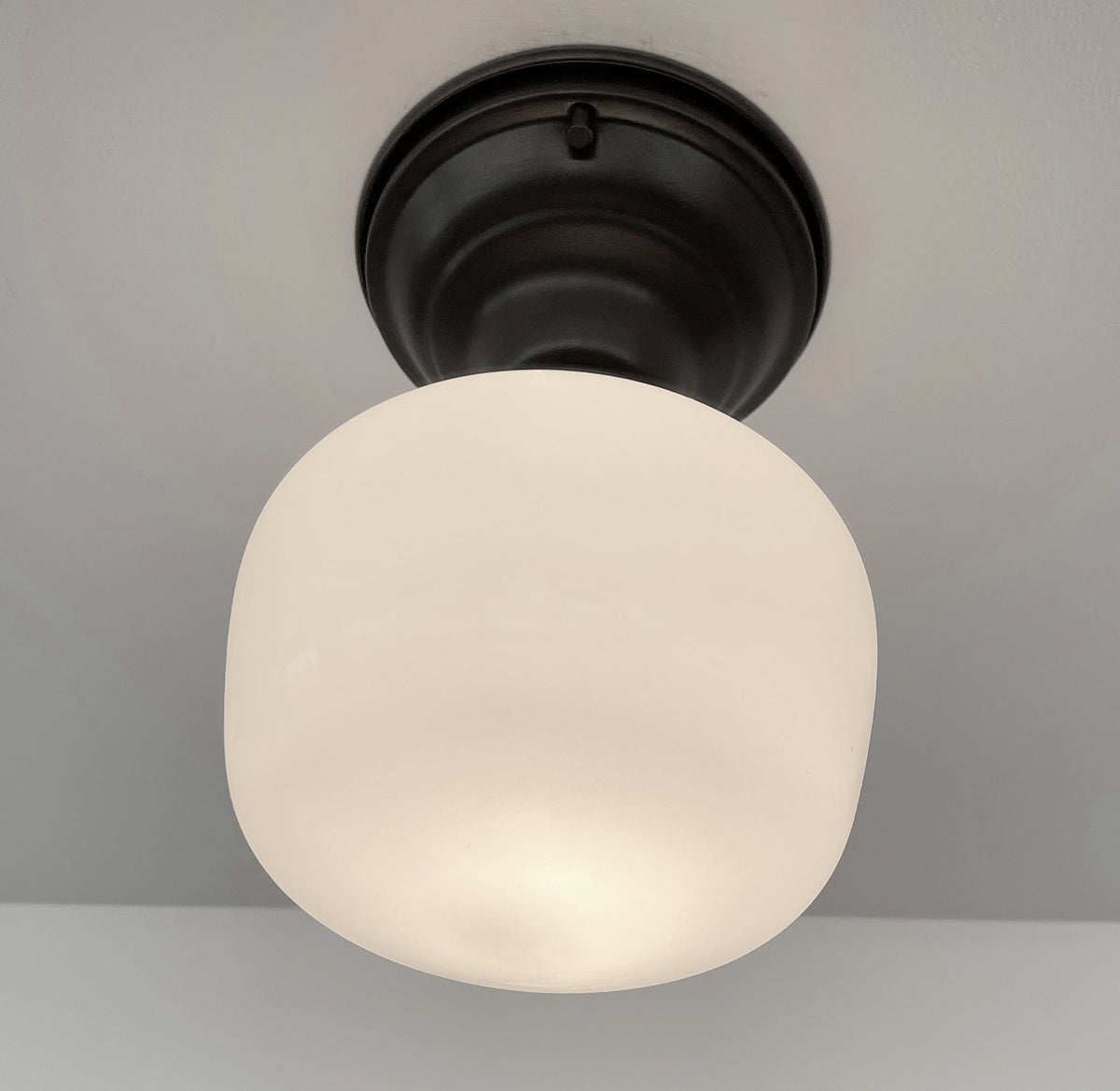 Simple Schoolhouse CEILING LIGHT Fixture Of Milk Glass
