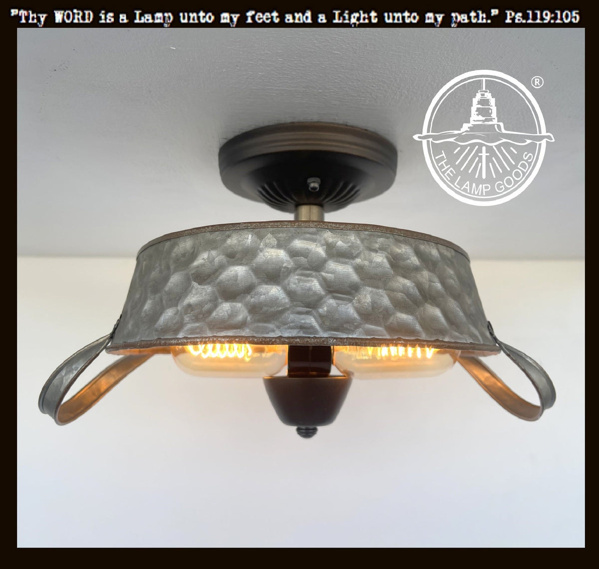  Flat Rustic Tub Ceiling Light Galvanized Beehive