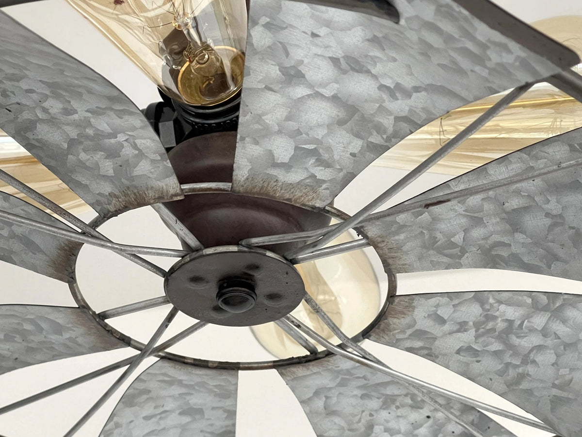  Farmhouse Galvanized Windmill Ceiling Light 16"
