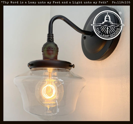  Clear Schoolhouse Glass Wall Sconce Light Fixture