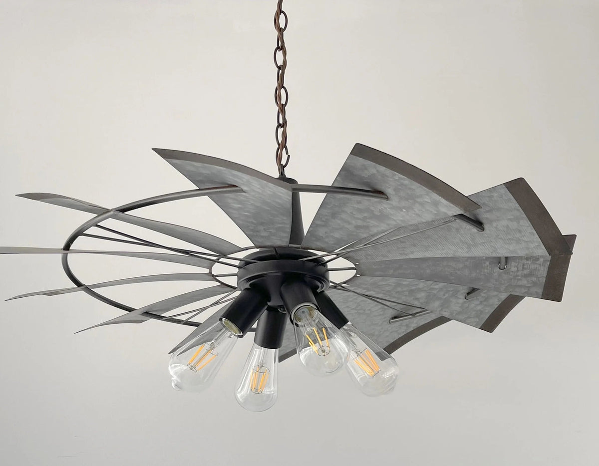  Farmhouse Windmill Chandelier Lighting Fixture 30"