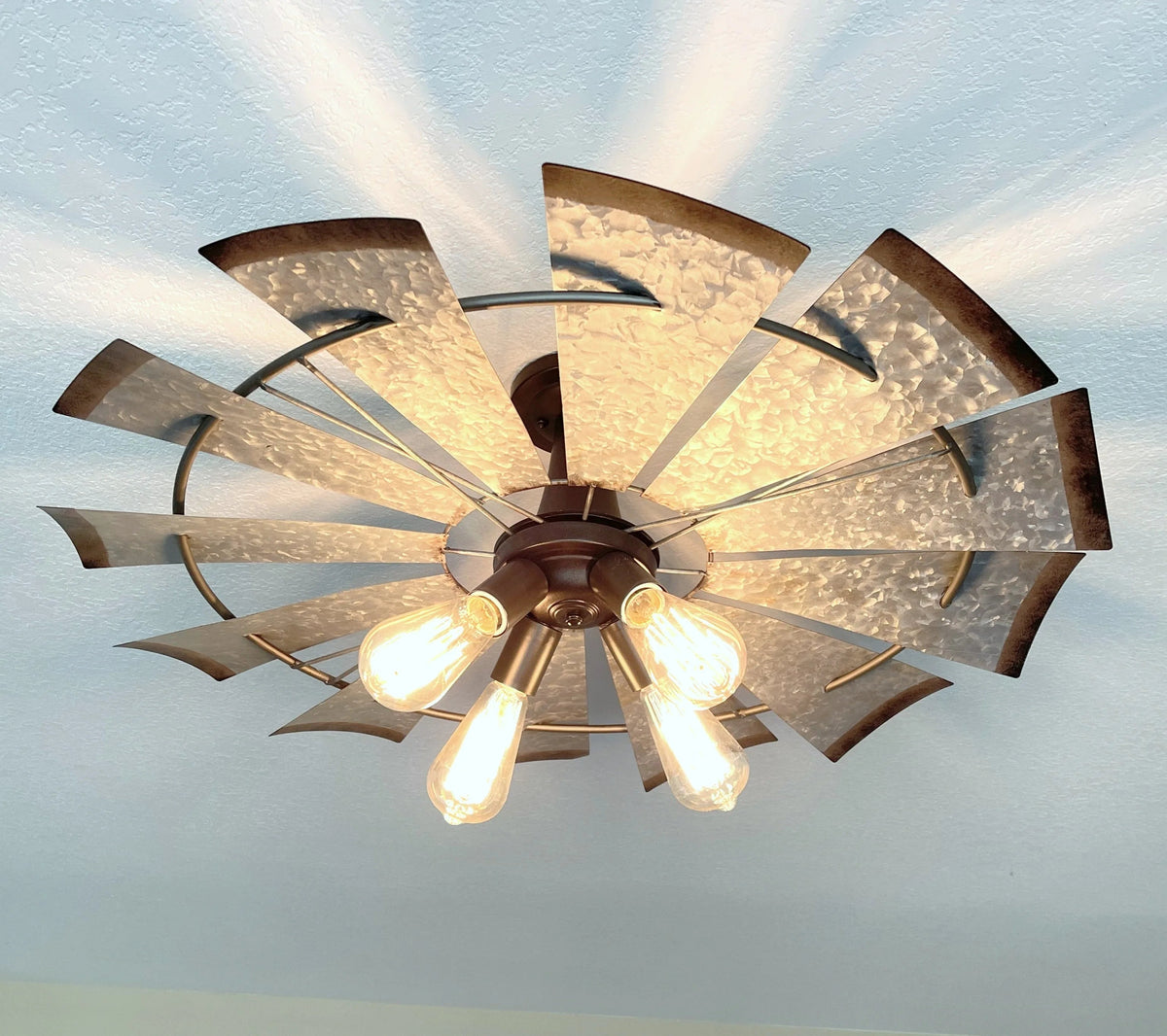  Farmhouse Windmill Light Fixture Flush Mount Ceiling Light 30"