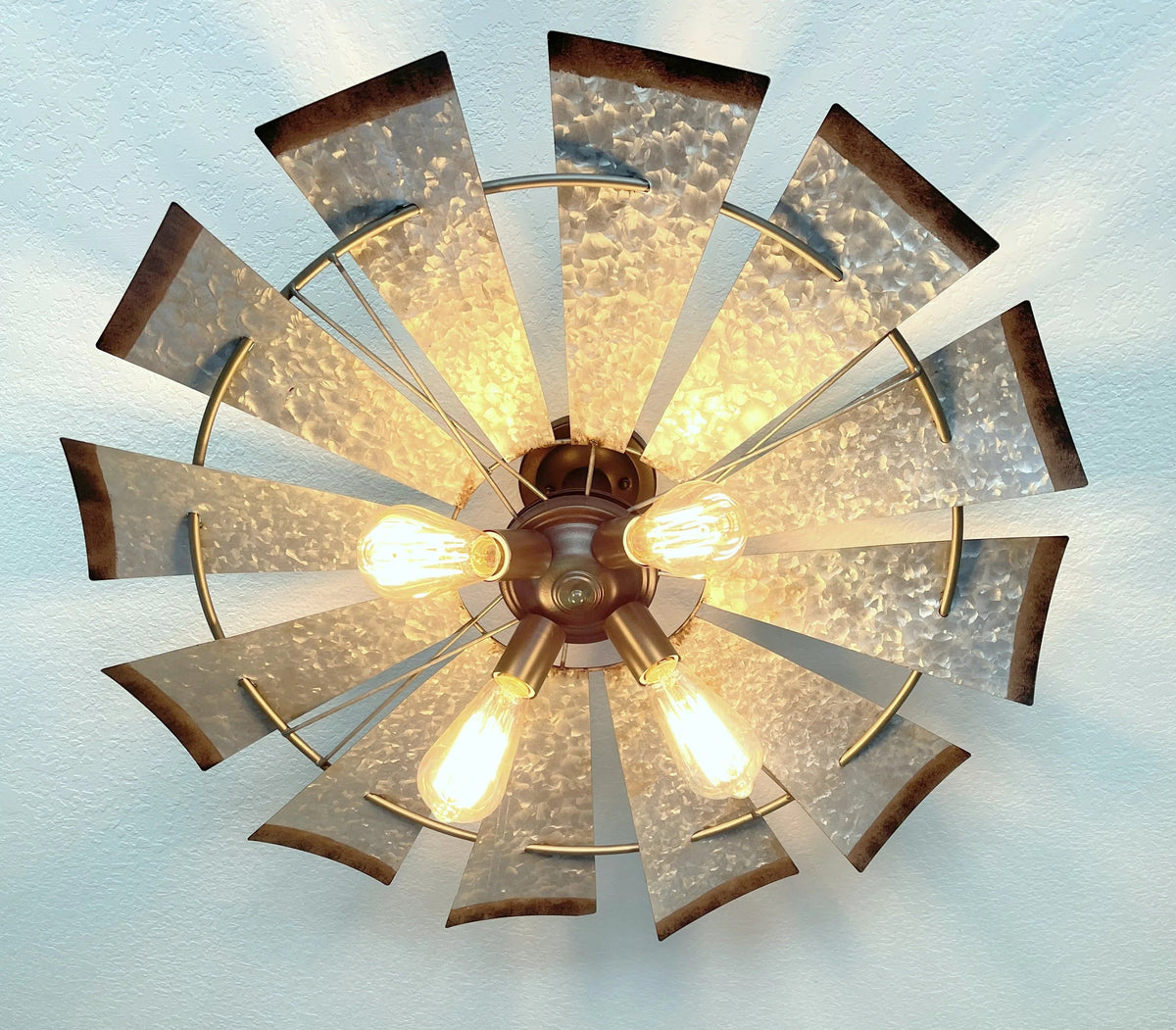  Farmhouse Windmill Light Fixture Flush Mount Ceiling Light 30"