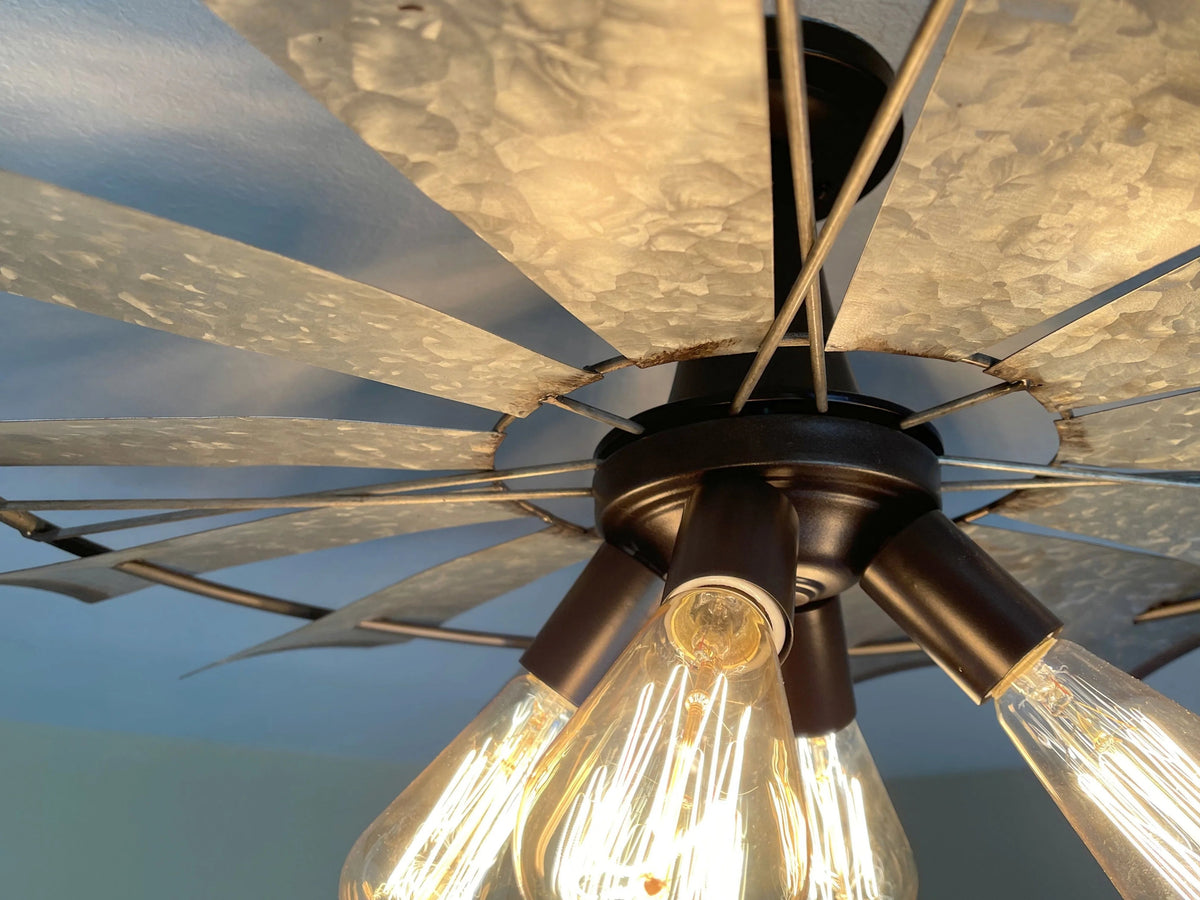  Farmhouse Windmill Light Fixture Flush Mount Ceiling Light 30"