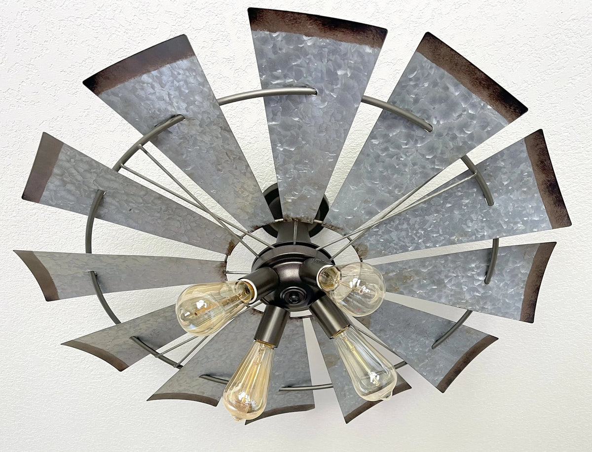  Farmhouse Windmill Light Fixture Flush Mount Ceiling Light 30"