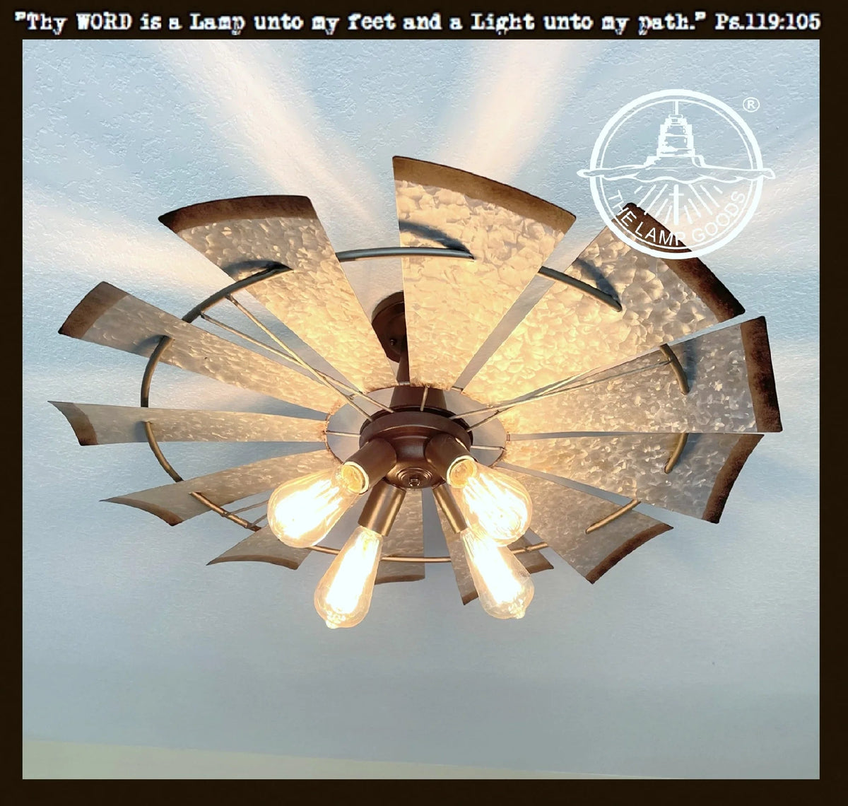  Farmhouse Windmill Light Fixture Flush Mount Ceiling Light 30"