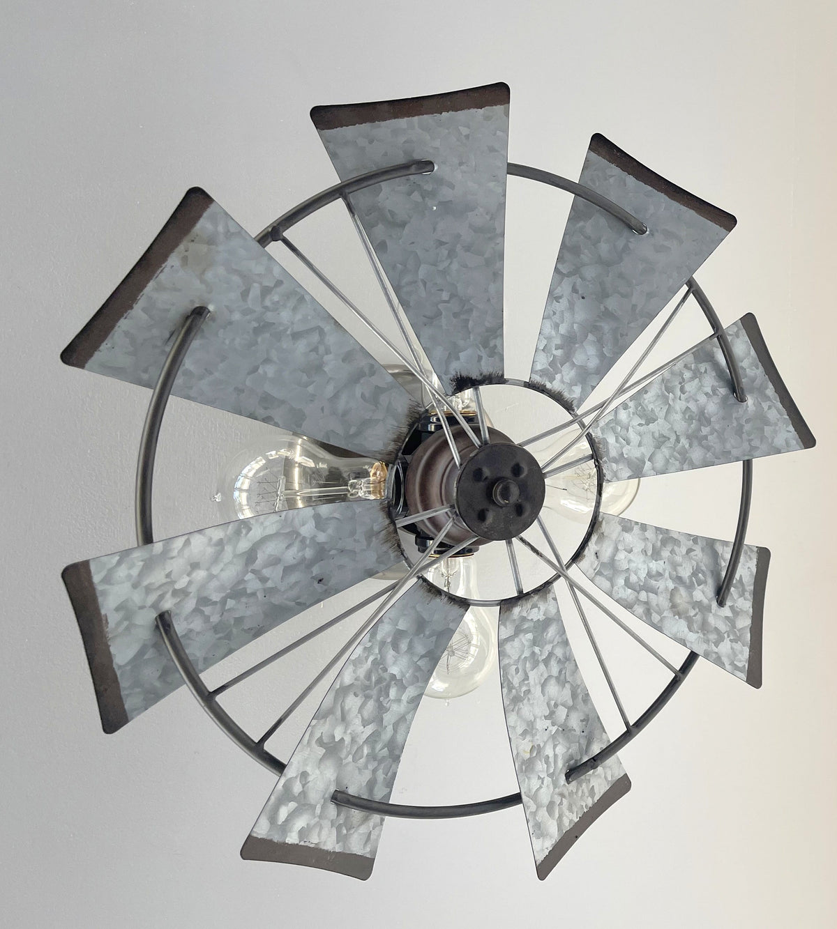  Galvanized Windmill Farmhouse Wall Sconce Light