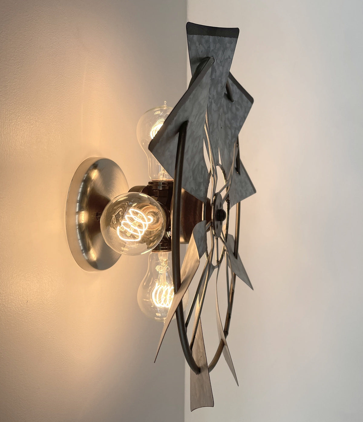  Galvanized Windmill Farmhouse Wall Sconce Light